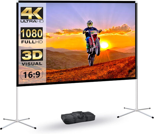 60-Inch Portable Projector Screen - Wrinkle-Free, Lightweight, 4K HD for Indoor Movie Nights, Presentations & Gameday