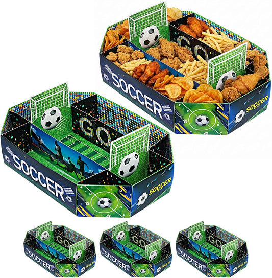 5 Pack Soccer Snack Tray Set for Soccer Party Decorations 2026, Food Serving Tray for Game Day & Soccer Birthday Party, World Cup Decorations Table Decor for Boys Soccer Fans